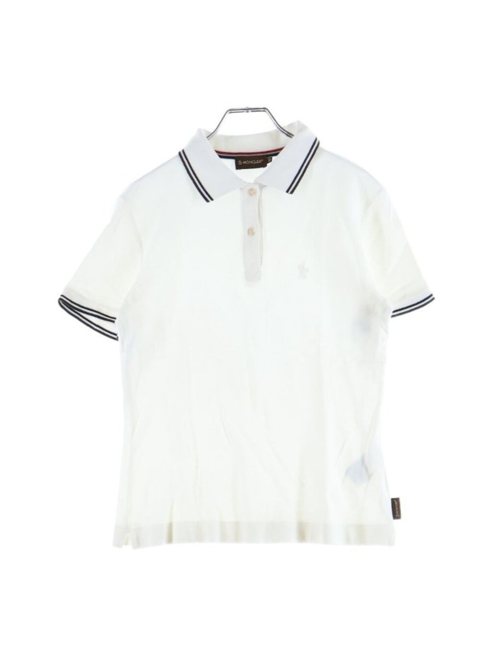 Moncler Pique Brown Tag Short Sleeve Cotton Polo Shirt White